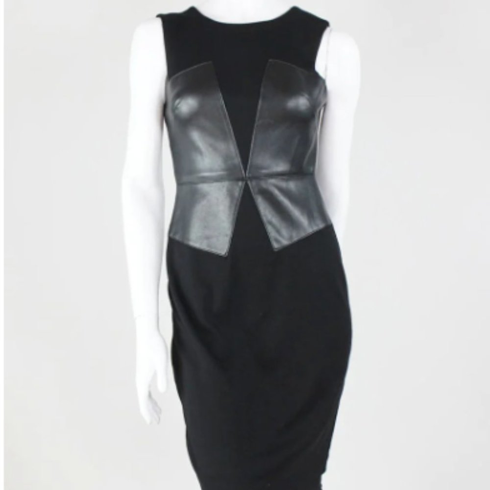 Bailey 44 Black Vegan Leather Sleeveless Dress Size XS